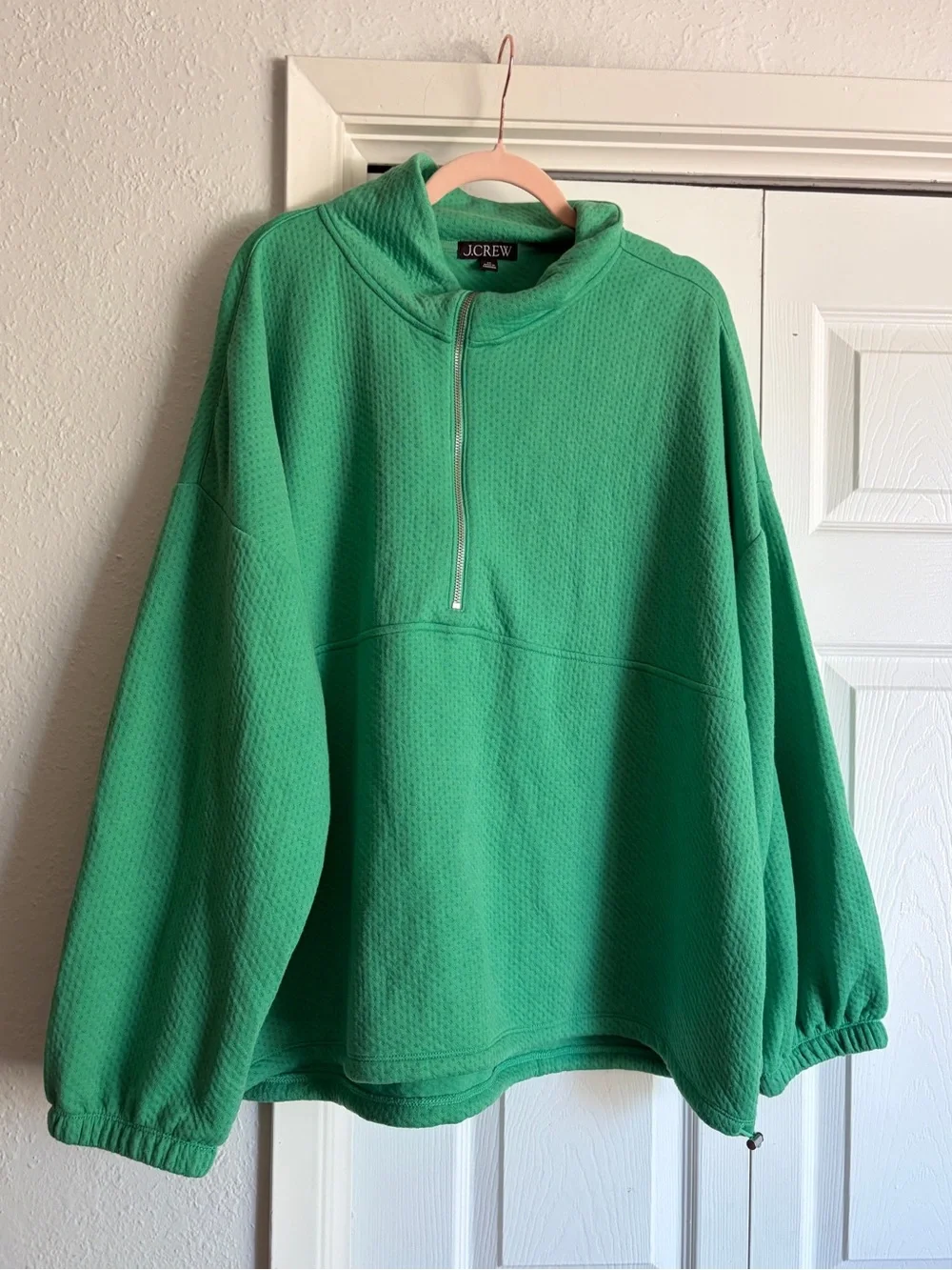 J.Crew Terry Half-Zip Pointelle Sweatshirt 2X BM325